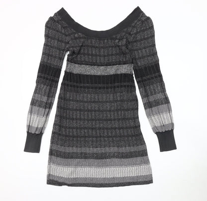 Oasis Women's Black Striped Knit Dress Size S