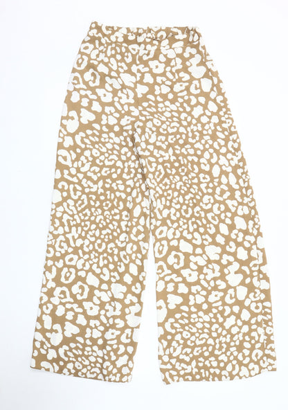 Womens UK Size 8 New Look Relaxed Fit Wide-Leg Beige Trousers
