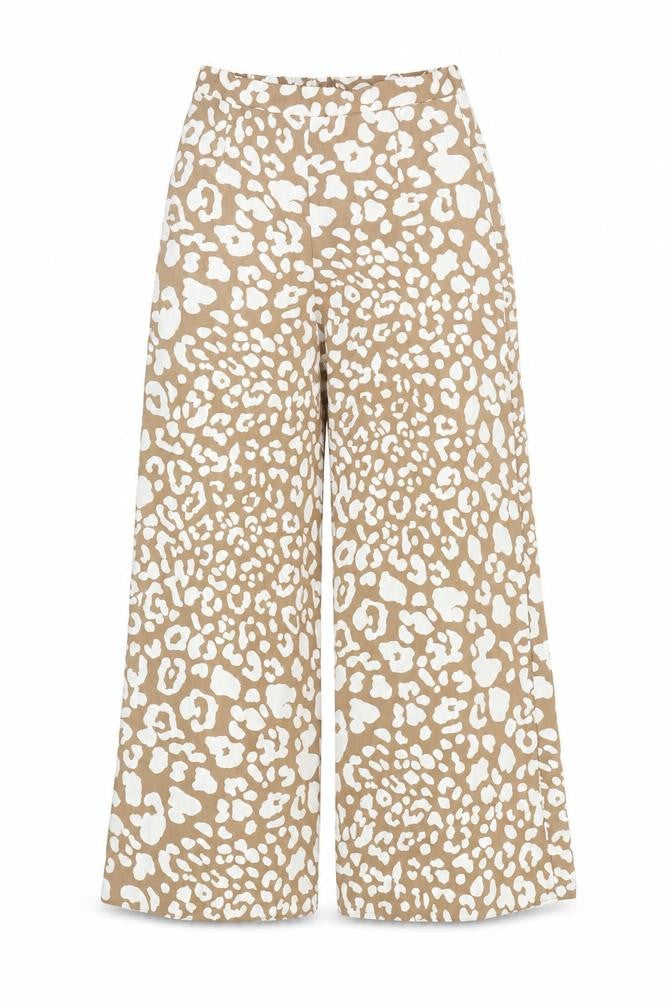 Womens UK Size 8 New Look Relaxed Fit Wide-Leg Beige Trousers