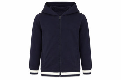 Front view of Marks & Spencer boys’ navy hooded jacket 11-12 years