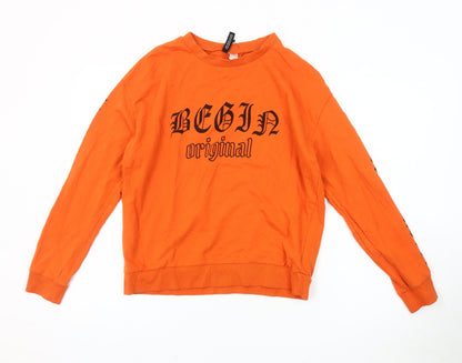 Womens UK Size M H&M Orange Basic T-Shirt