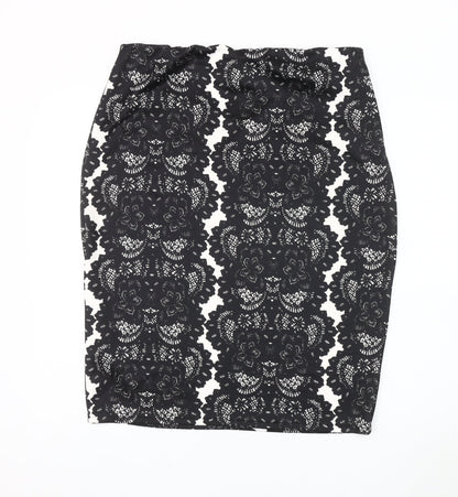 Izabel London Women's Black Floral Pencil Skirt Size 16
