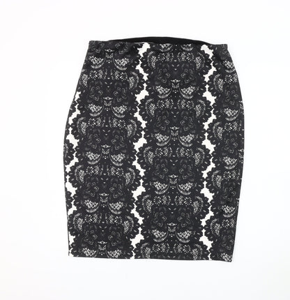 Izabel London Women's Black Floral Pencil Skirt Size 16