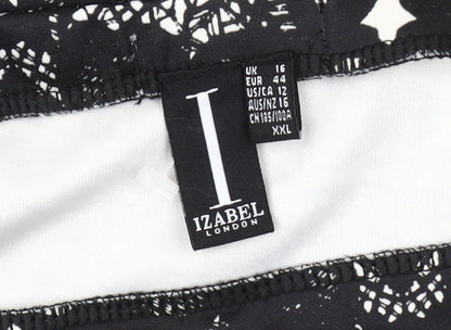 Izabel London Women's Black Floral Pencil Skirt Size 16