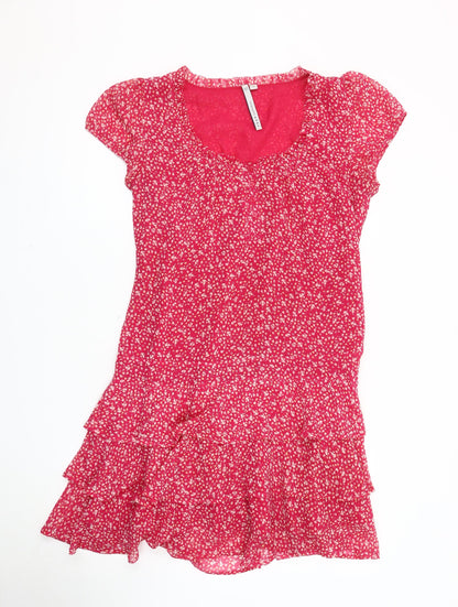 Crew Clothing Women's Pink Floral Dress, Size 12, Casual Fit & Flare