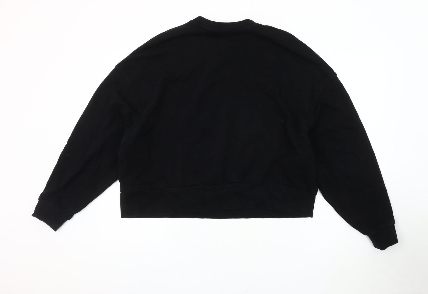 Bershka Women's Black Logo Sweatshirt, Size S, Crew Neck