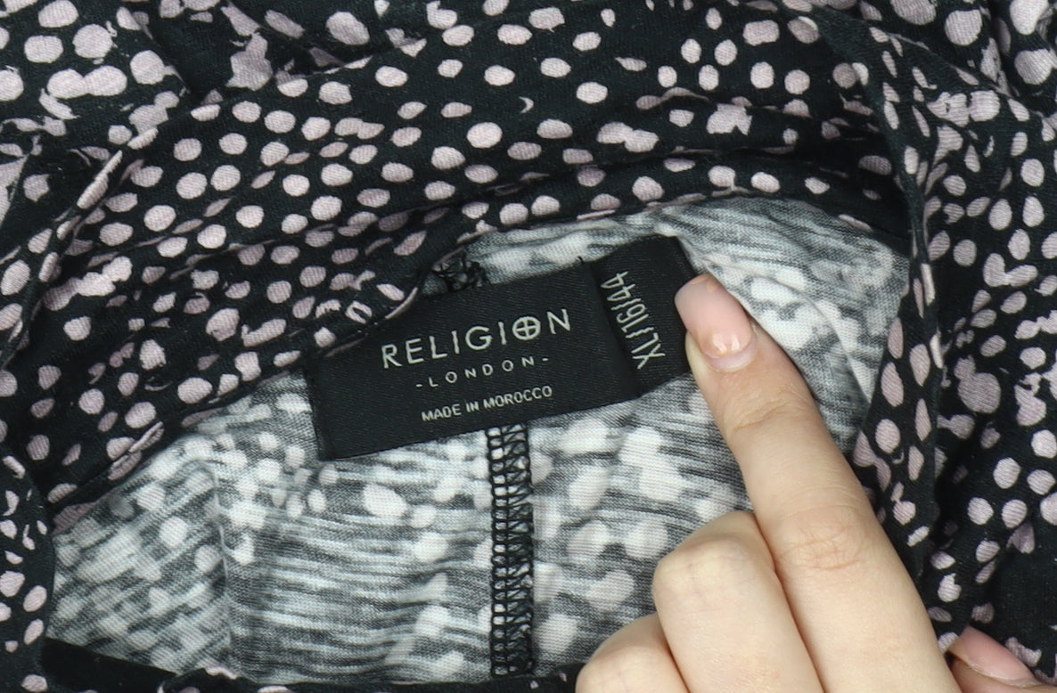 Womens UK Size XL Religion Black  Blouse