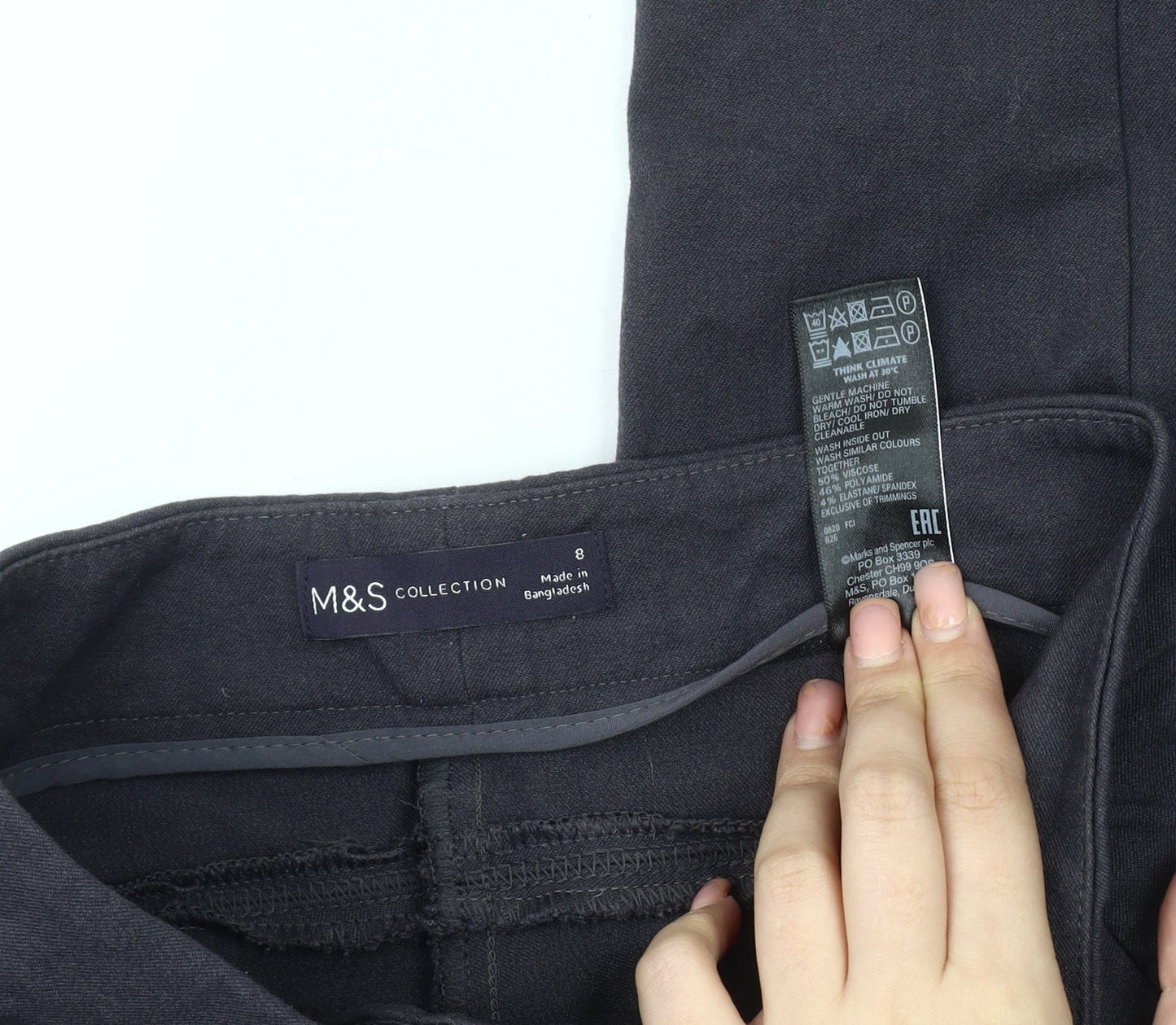 Womens UK Size 8 Marks and Spencer Slim Fit Skinny Grey Trousers