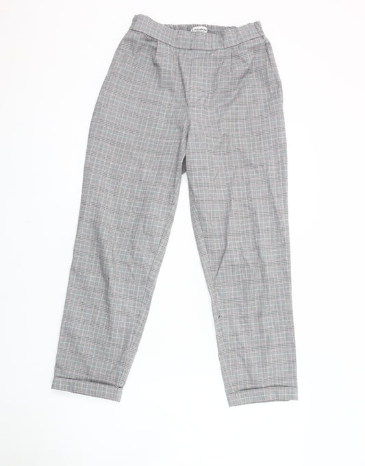 Womens UK Size S Pull&Bear Regular Fit Casual Workwear Grey Trousers