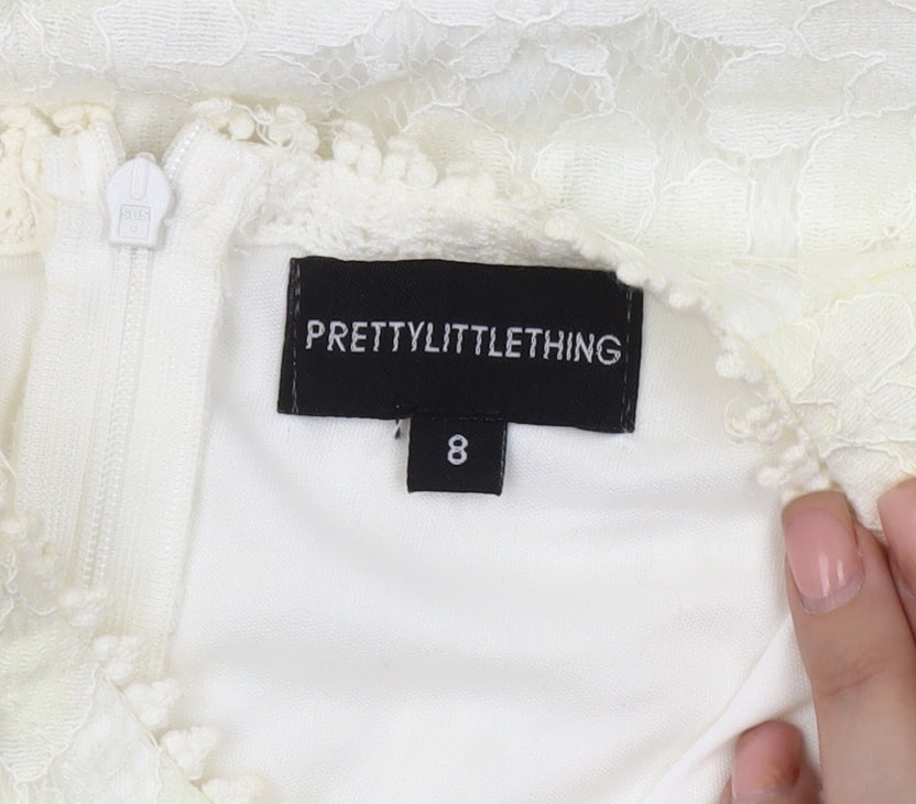 PrettyLittleThing Women Ivory Lace Dress Size 8