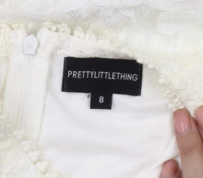 PrettyLittleThing Women Ivory Lace Dress Size 8