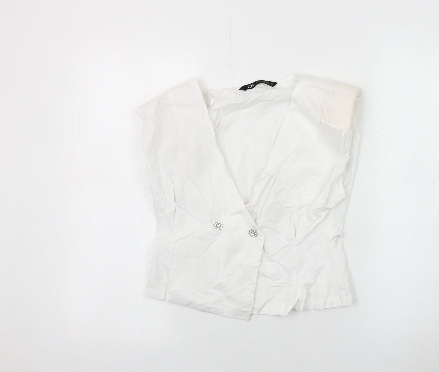 Zara Women's White Sleeveless Suit Top, Size 8