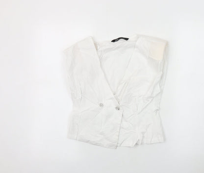 Zara Women's White Sleeveless Suit Top, Size 8