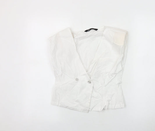 Zara Women's White Sleeveless Suit Top, Size 8