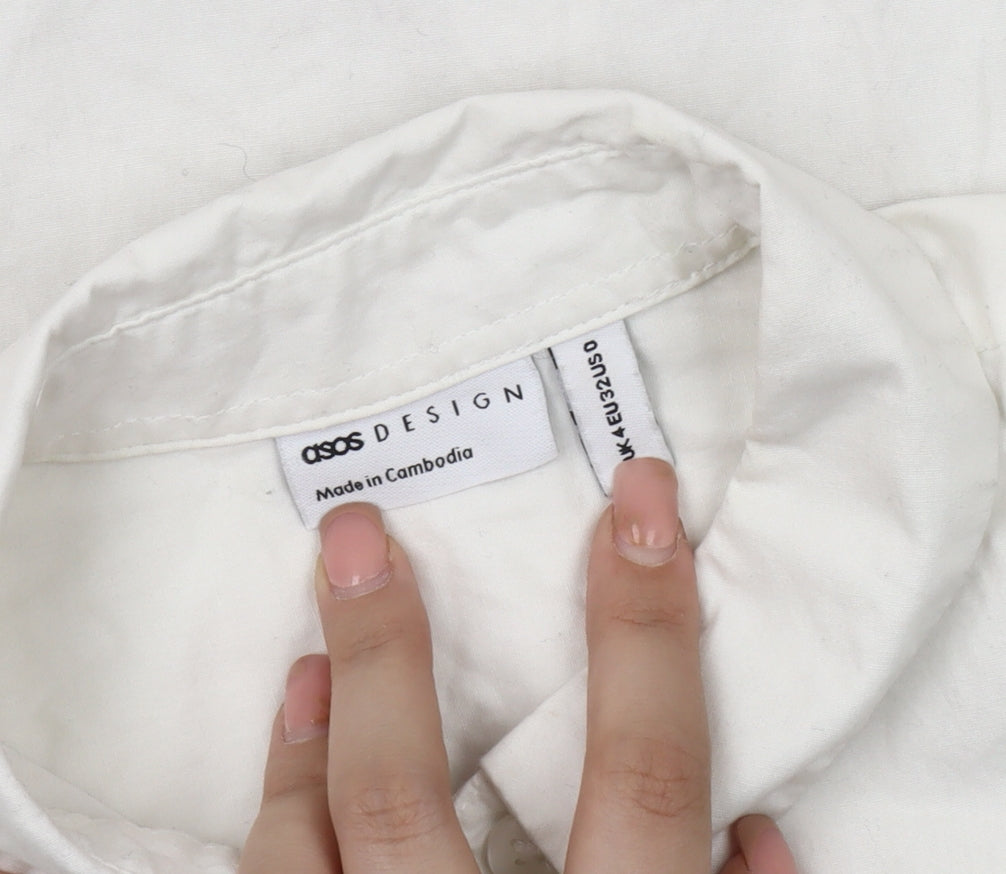 Womens UK Size 4 ASOS DESIGN White  Button-Up