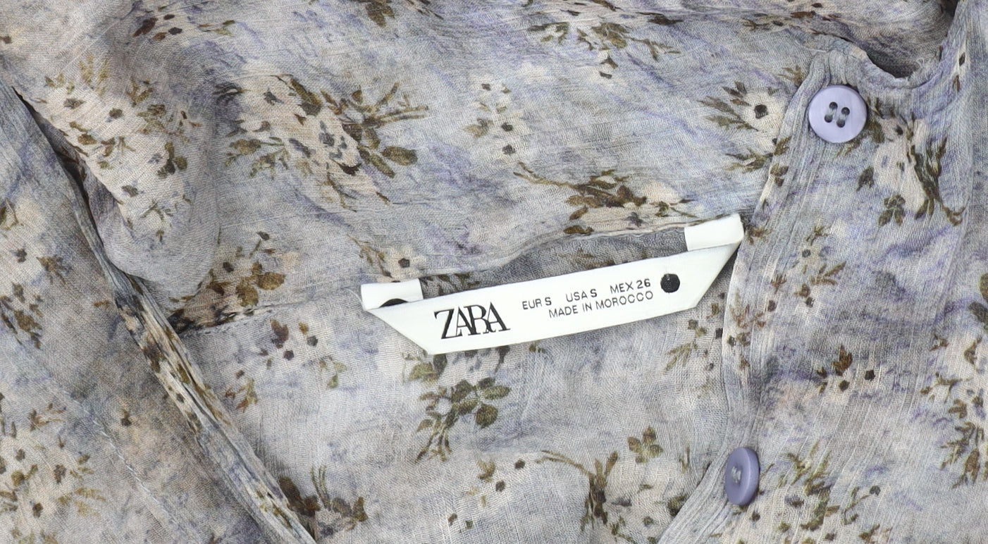 Womens UK Size S Zara Blue Tunic Blouse