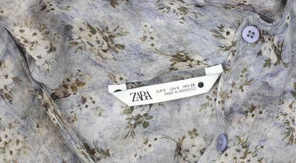 Womens UK Size S Zara Blue Tunic Blouse