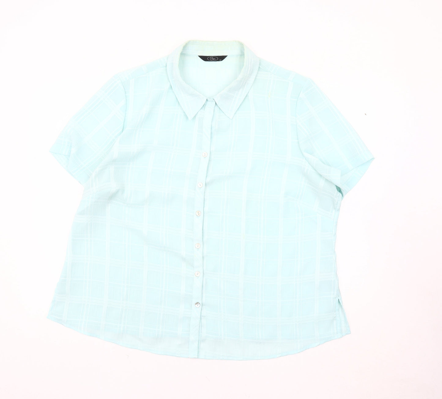 Womens UK Size 22 BM Blue Basic Button-Up