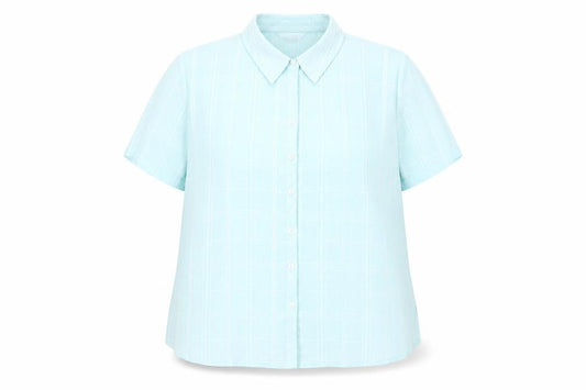 Bonmarché Women's Blue Check Button-Up Shirt Size 22