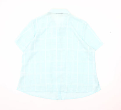 Womens UK Size 22 BM Blue Basic Button-Up