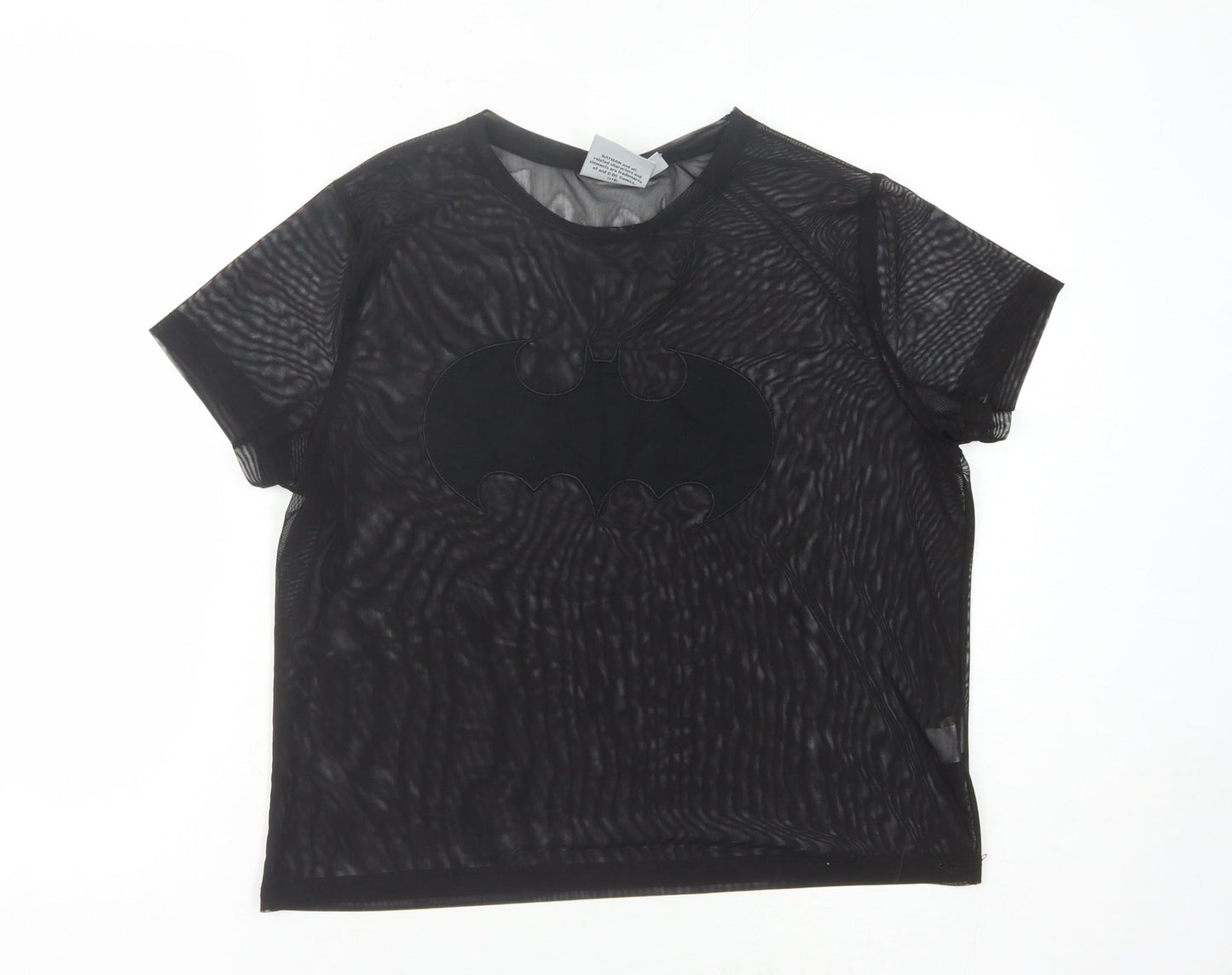 Womens UK Size 10 Batman Black Basic T-Shirt