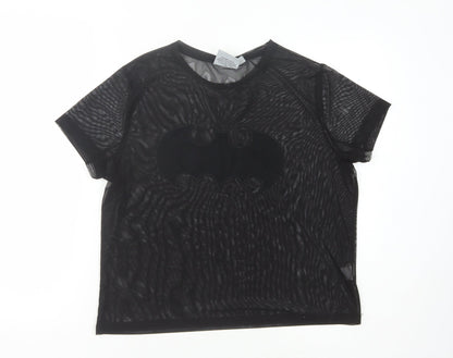 Womens UK Size 10 Batman Black Basic T-Shirt