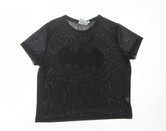 Womens UK Size 10 Batman Black Basic T-Shirt