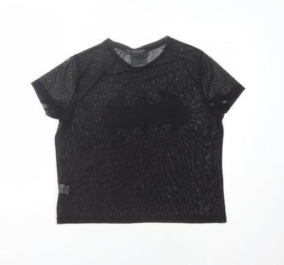 Womens UK Size 10 Batman Black Basic T-Shirt