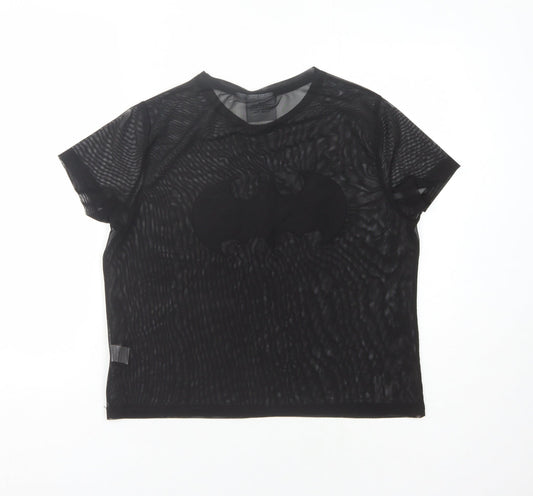 Womens UK Size 10 Batman Black Basic T-Shirt