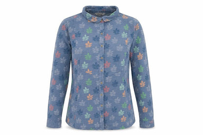 White Stuff Women's Blue Floral Button-Up Shirt Size 8