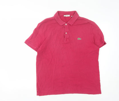 Lacoste Men's Red Slim Fit Polo - Size L, Cotton