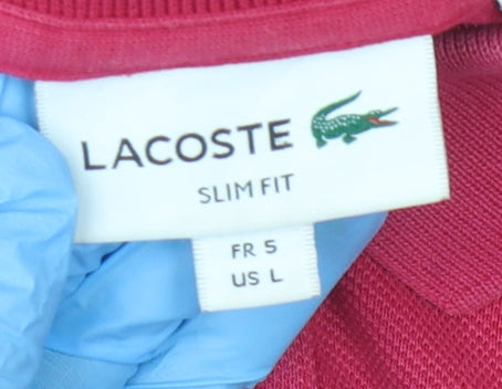 Lacoste Men's Red Slim Fit Polo - Size L, Cotton