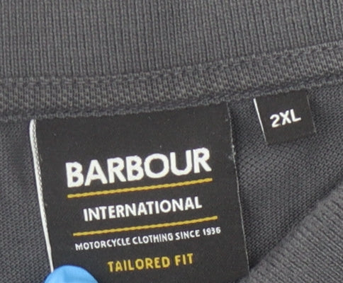 Barbour Men's Grey 2XL Polo Shirt, Short Sleeve, Cotton