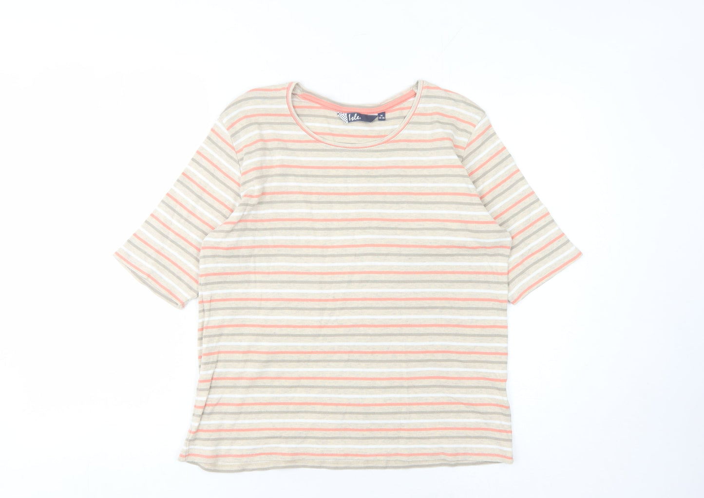 Womens UK Size 14 Isle Multicoloured Basic T-Shirt