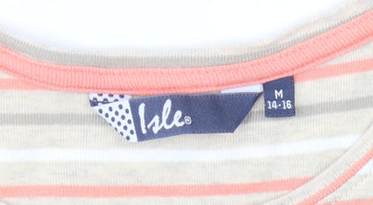 Womens UK Size 14 Isle Multicoloured Basic T-Shirt