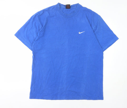 Nike Men's Blue Cotton Logo T-Shirt L