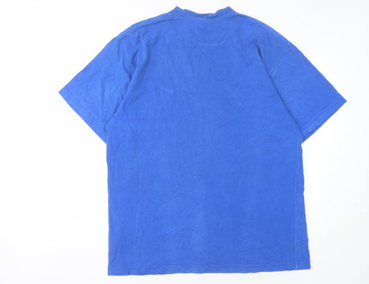 Nike Men's Blue Cotton Logo T-Shirt L