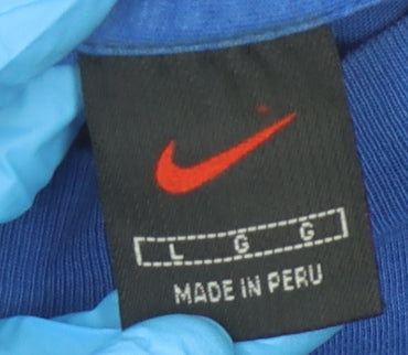 Nike Men's Blue Cotton Logo T-Shirt L