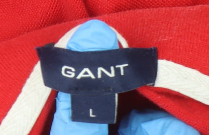 GANT Men's Red Striped Polo Shirt, Size L, Collared