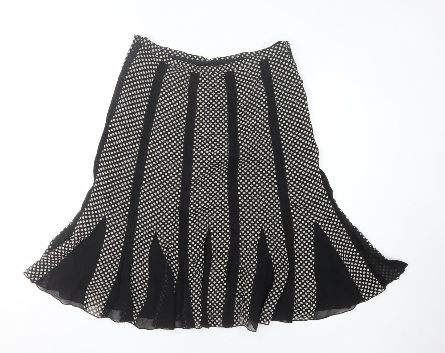 Coast Women's Black Polka Dot Silk Skirt Size 14