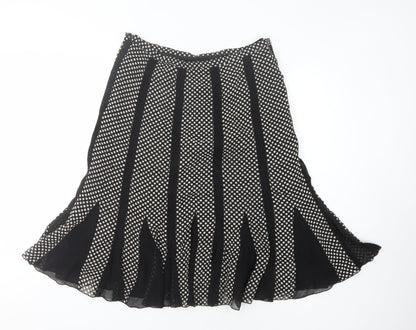 Coast Women's Black Polka Dot Silk Skirt Size 14