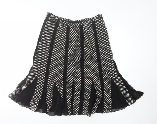 Coast Women's Black Polka Dot Silk Skirt Size 14