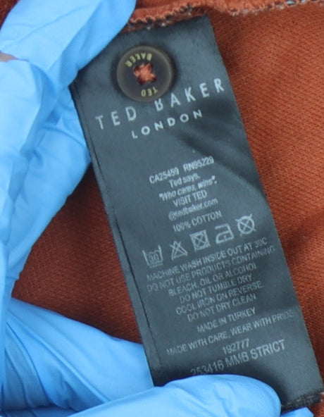 Ted Baker Men's Orange Cotton Polo Shirt Size 6