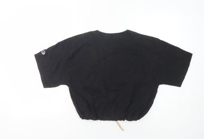 Unisex Adults UK Size M Champion Black Cropped T-Shirt