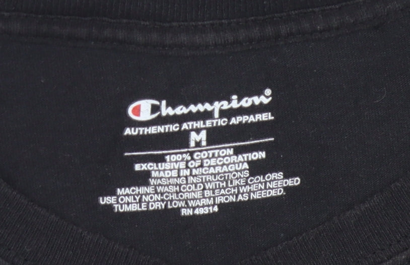 Unisex Adults UK Size M Champion Black Cropped T-Shirt