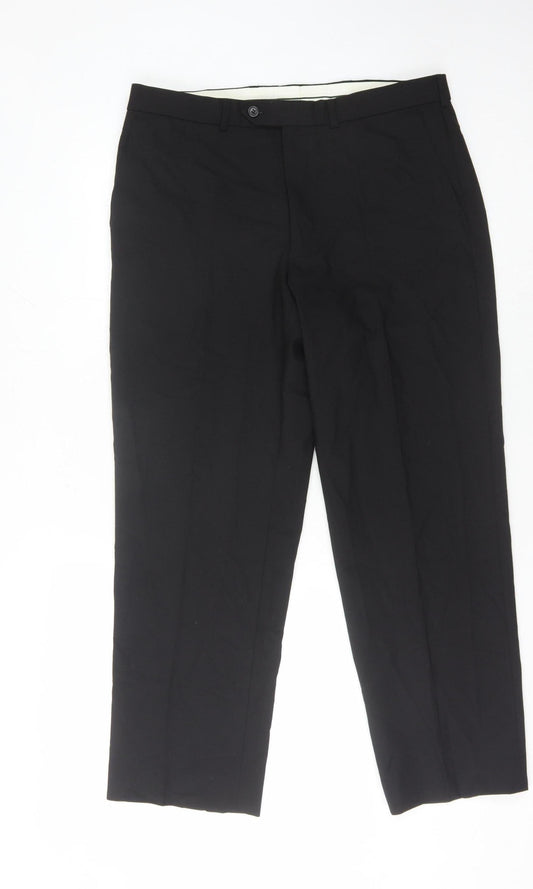 Marks and Spencer Men's Black Wool Trousers 34
