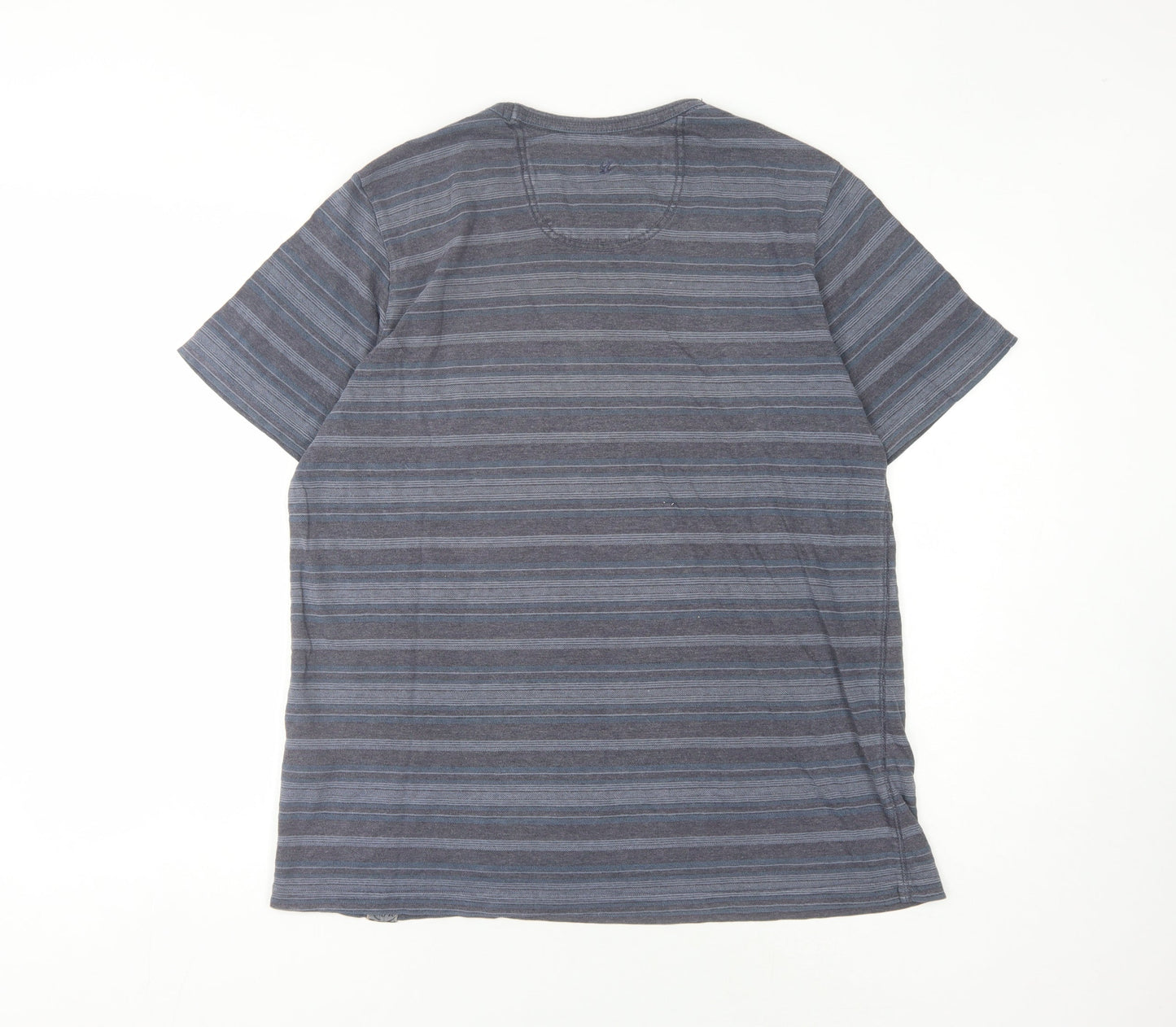 Men's Blue Striped Crew Neck T-Shirt - Size L