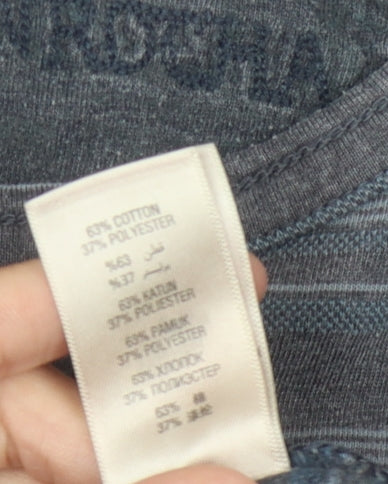 Men's Blue Striped Crew Neck T-Shirt - Size L