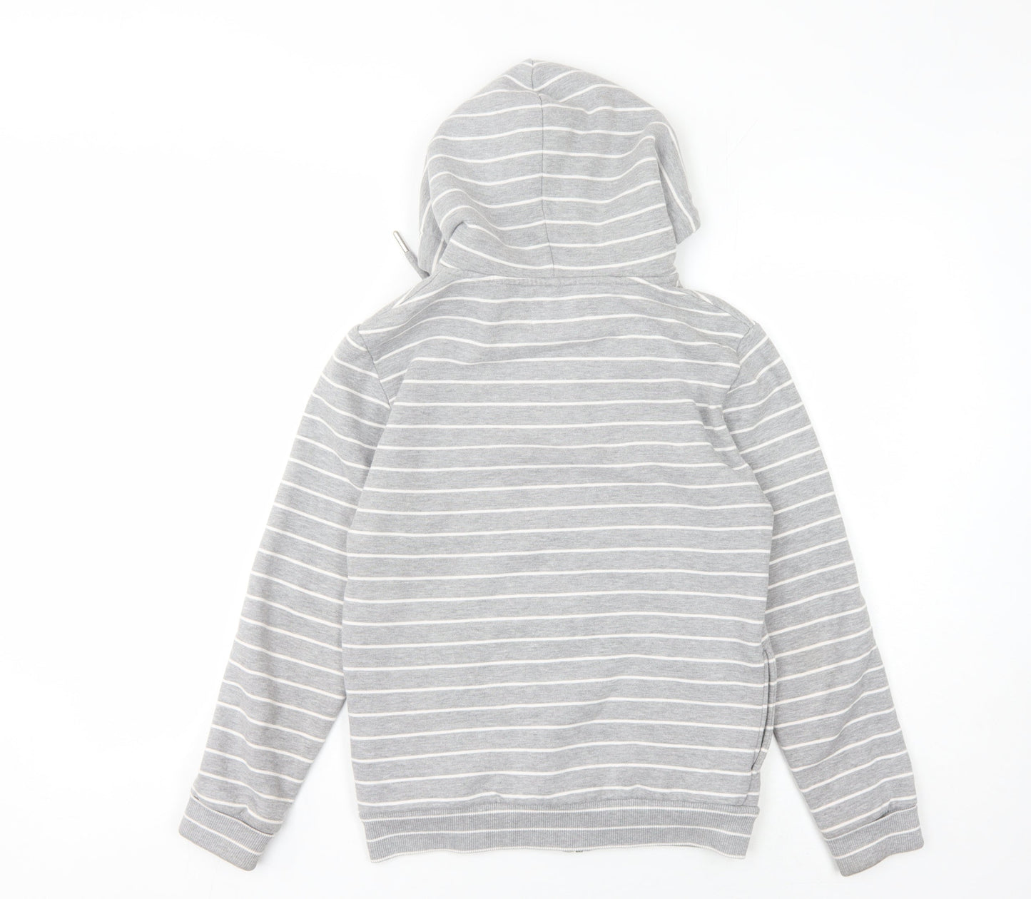 Superdry Unisex Grey Striped Full Zip Hoodie Size 10