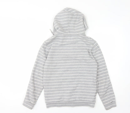 Superdry Unisex Grey Striped Full Zip Hoodie Size 10
